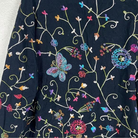 Vintage Beaded Embroidered Cottagecore Artsy Button Up Collared Jacket - Picture 6 of 7